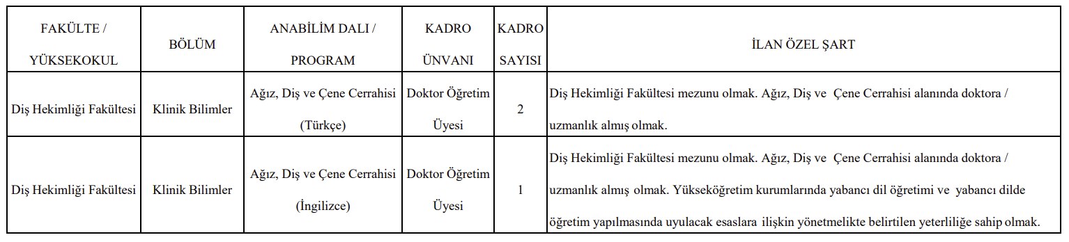 İstanbul Sağlık ve Teknoloji Üniversitesi Akademik Kadro İlanı Resmi